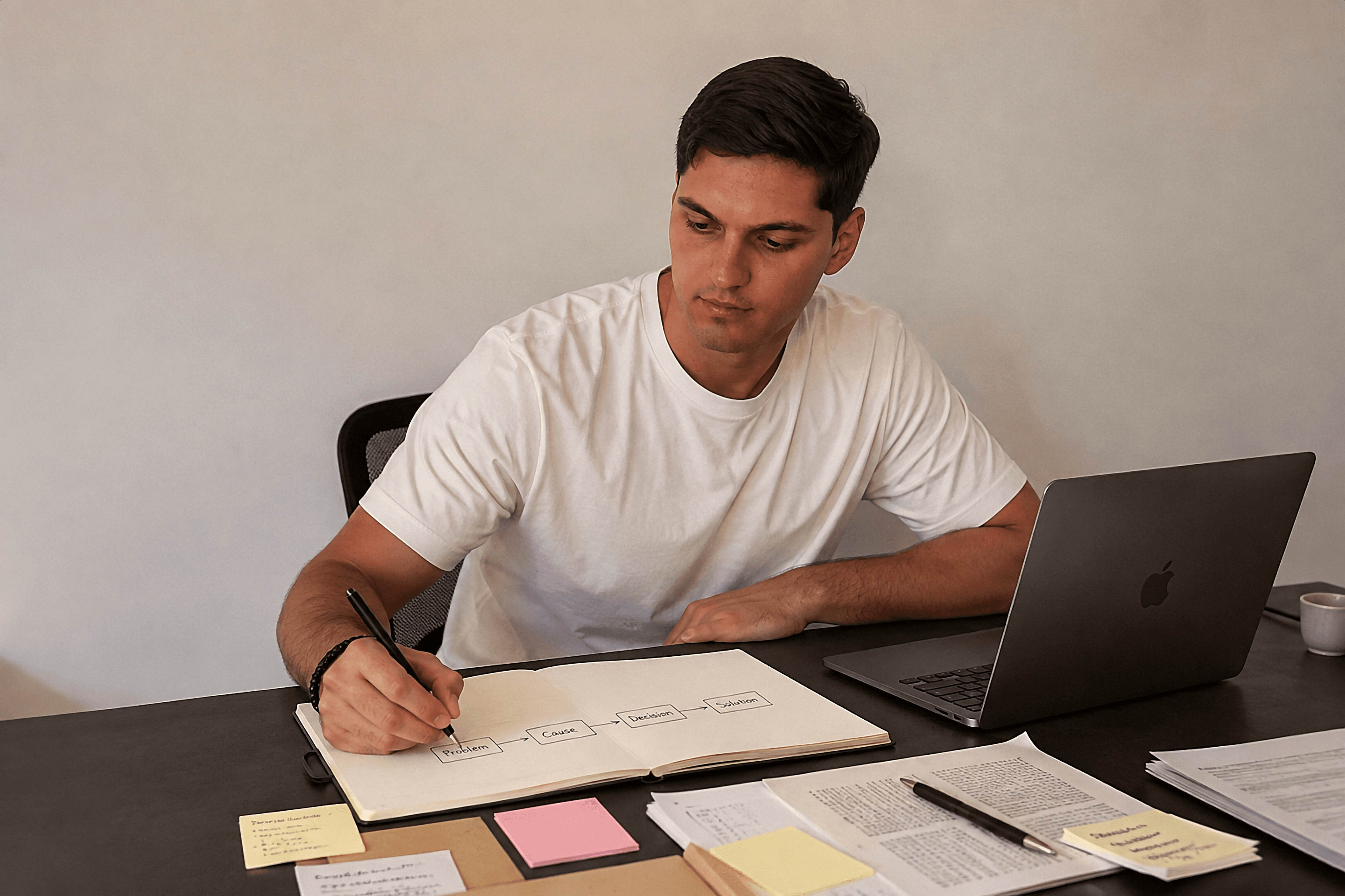 Miguel Vieira working and mapping processes with clients.